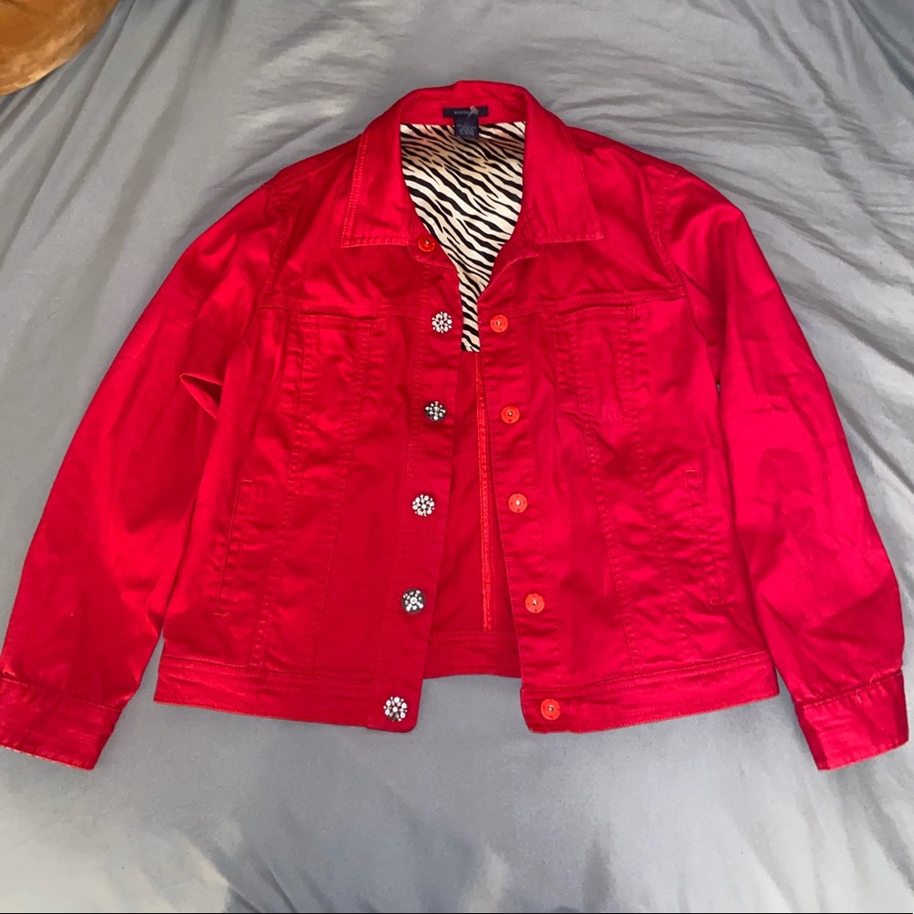 red button up jacket